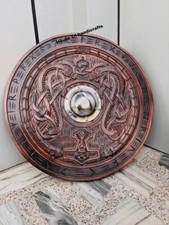 24" Medieval Viking Shield Wooden Shield Heavy Metal Norse Handmade Gift