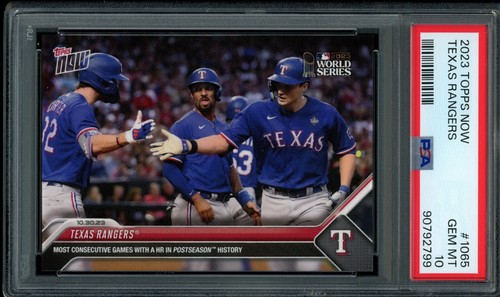 2023 MLB TOPPS NOW #1065 Texas Rangers Most Consecutive Postseason HRs - PSA 10 - Picture 2 of 5