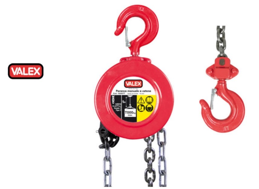 PARANCO MANUALE A CATENA 1000 KG ALZATA 2,5 M DOPPIO FRENO DI SICUREZZA 1650134