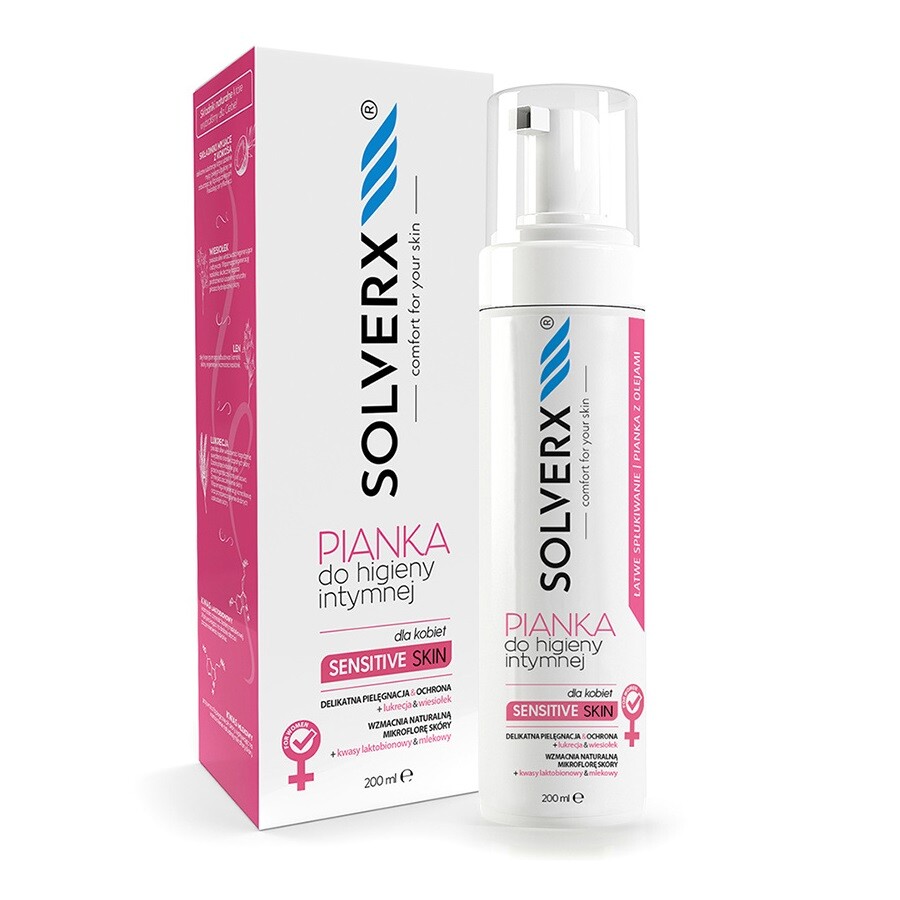 5907479382284 Sensitive Skin pianka do higieny intymnej dla kobiet 200ml SOLVERX