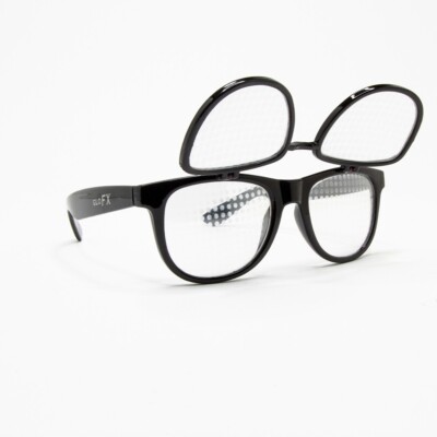 GloFX Flip Up Diffraction Glasses - Black - Star + Heart Effect