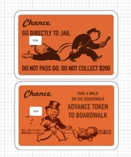 Monopoly Chance Cards ATM Debit Credit Card Skin Stickers Boardwalk Got to Jail