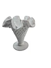 Vintage Small Hobnail Milk Glass Fluted/ Trumpet Vase Measuring 4 inches