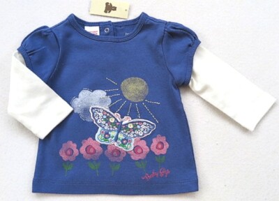 baby Gap  Langarmshirt blau/weiß bestickt Gr.3-6 M NEU