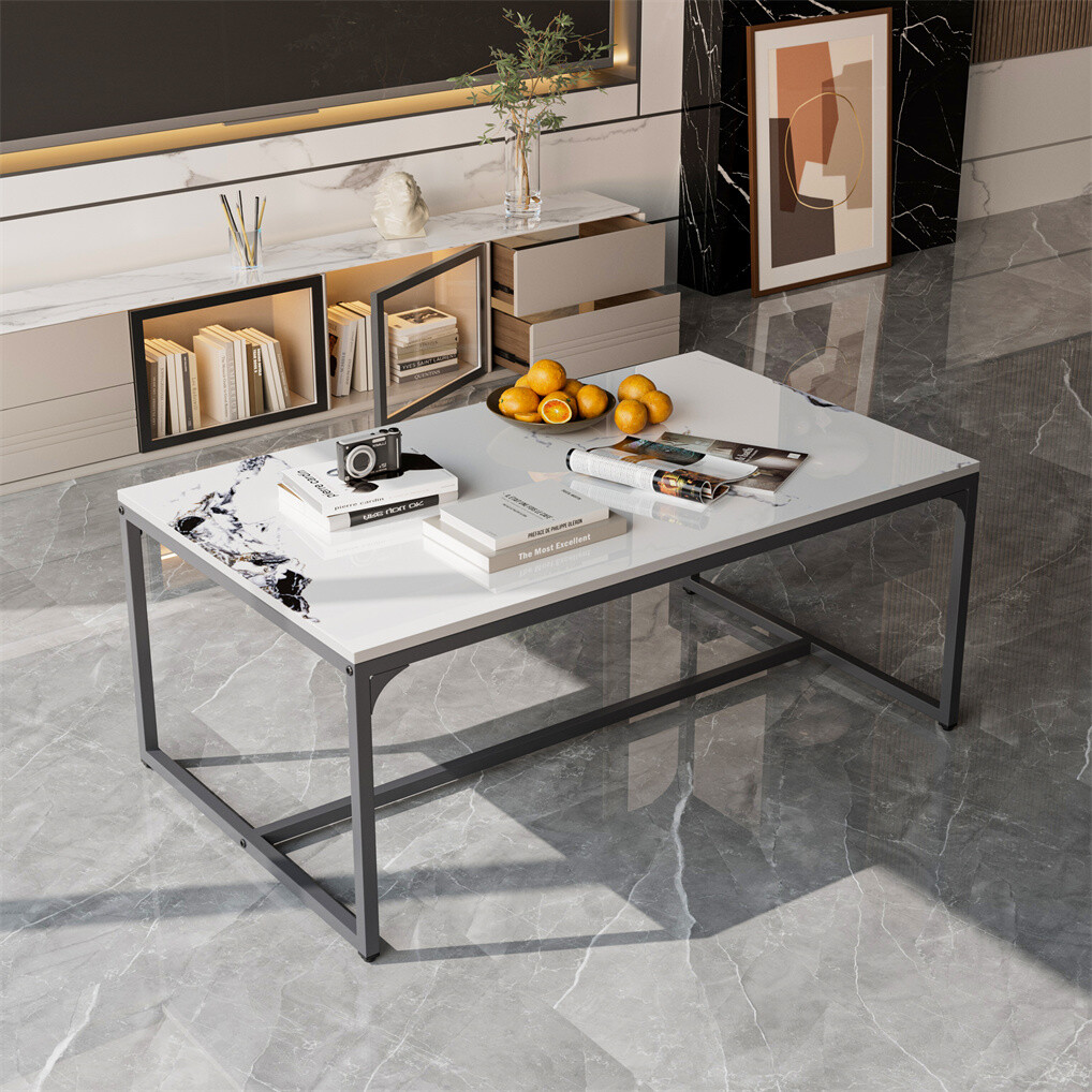 【送料無料】Marble Center Table 75 / WH High End White Marble Coffee Table Living Room Center Table with