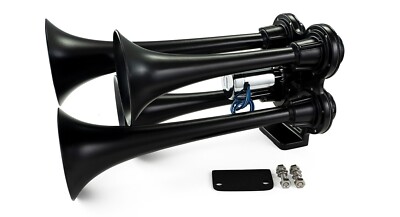 HornBlasters Bullet Stealth Black Loud Compact 4-Chime Air Horn - 12V