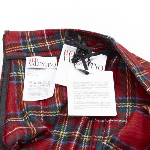 RED VALENTINO 100% virgin woo red tartan plaid high waist skorts IT38 XS - Picture 8 of 9