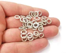 20 Pcs Hammered Circle Antique Silver Plated Findings (8mm) jewelry Accessories