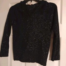  Xhilaration Girls Sweater, Size Medium, Black With Silver Flecks, Hooded