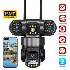 15MP 3 Len PTZ IP Camera Outdoor HD Wifi Security Ai Human Detection Home Camera