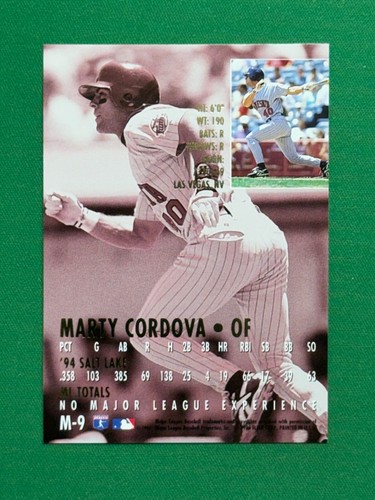1995 Fleer Ultra Baseball #M9 Marty Cordova RC Gold Medallion Rookies - Picture 2 of 2