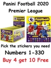 Panini Football 2020 Premier League Stickers. Pick what u need 1-636