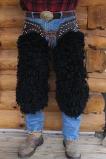 Handmade Black Angora Wooly Chaps Chinks