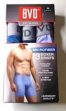 BVD® Men's Microfiber Boxer Briefs, Assorted 3 Pack