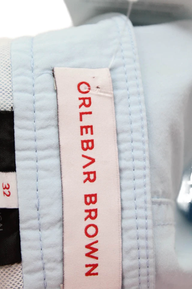 Pantalones Cortos Orlebar Marrón Para Hombre Azul Claro Playa Hebilla Talla 32 Foto 4 de 4