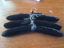 Lot of 4 Padded Black Hangers With Bows Lingerie Boudoir Clothes