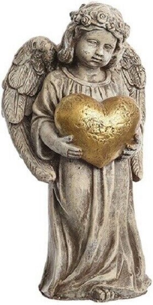 Deko Figur Engel Mit Herz Trauerengel Schutzengel Polymagnesium 61 Cm-image