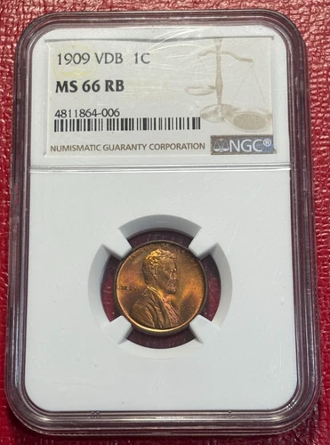 NGC MS66RB 1909 P VDB  LINCOLN CENT-OLD US COIN-OCT302