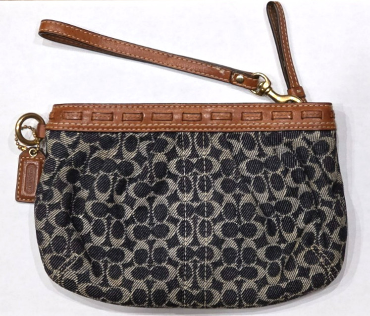Vintage Coach Denim leather Signature Wristlet Bag