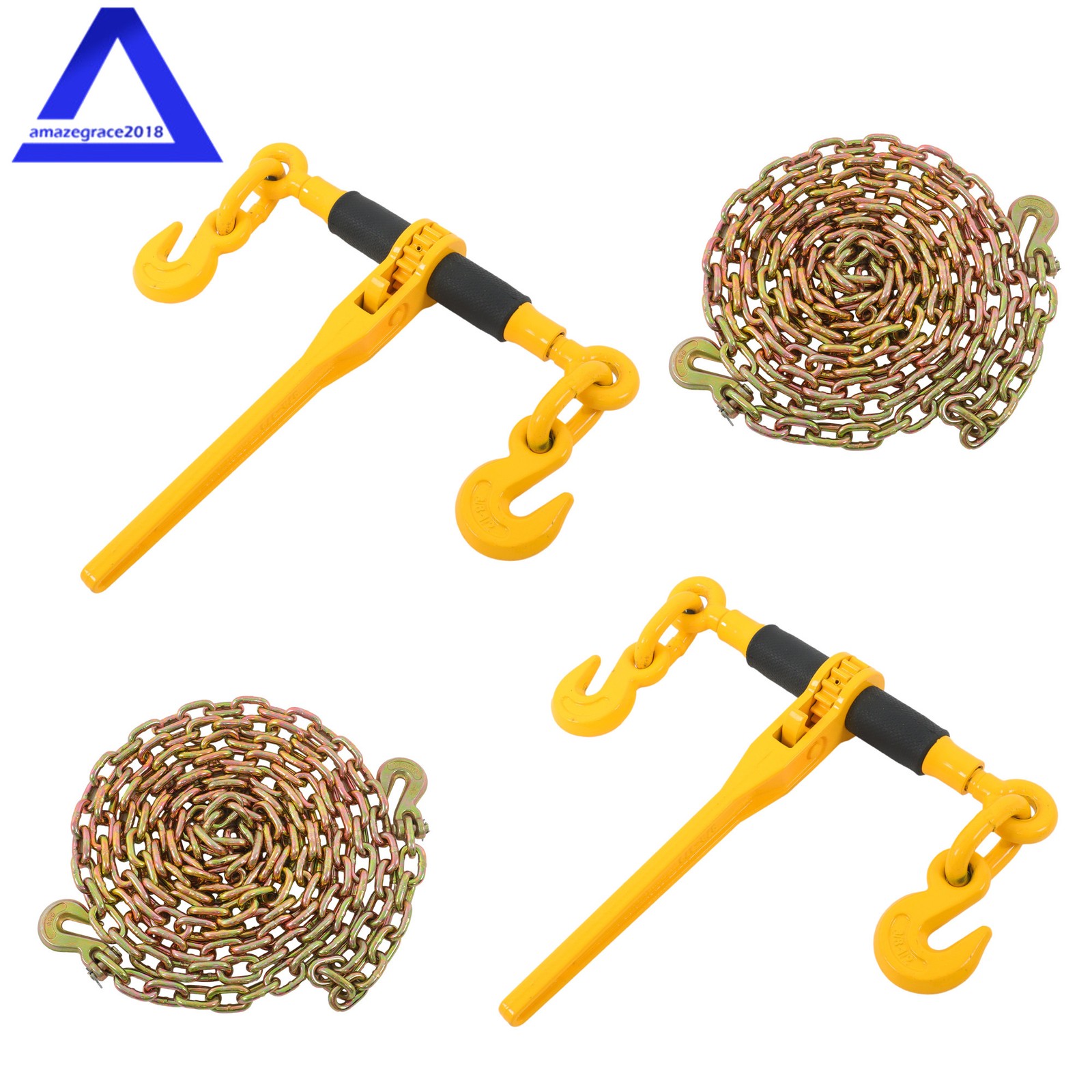 2PCS 20ft Ratchet Chain Binder 3/8"-1/2" Load Binders 12000 lbs with G80 Chains