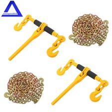 2PCS 20ft Ratchet Chain Binder 3/8"-1/2" Load Binders 12000 lbs with G80 Chains