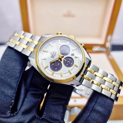 Orient Mens Watch RA-TX0302S10B Stretto Solar Chronograph White