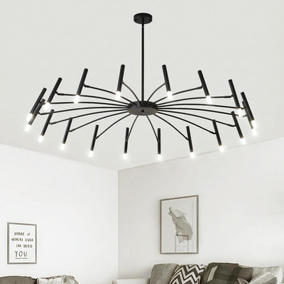 Extra Large 18-Light Mid Century Modern Black Chandelier for Home Decor