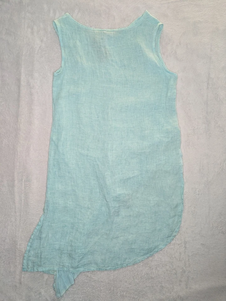 Obsession Hi-Lo Beach Cover Up – Women’s One Size – Pale Green Italian Linen - Image 2 of 4