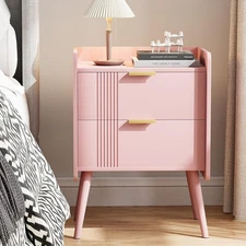 Nightstand Modern Bedside Table with 2 Storage Drawer, Small Night Stand, Woode