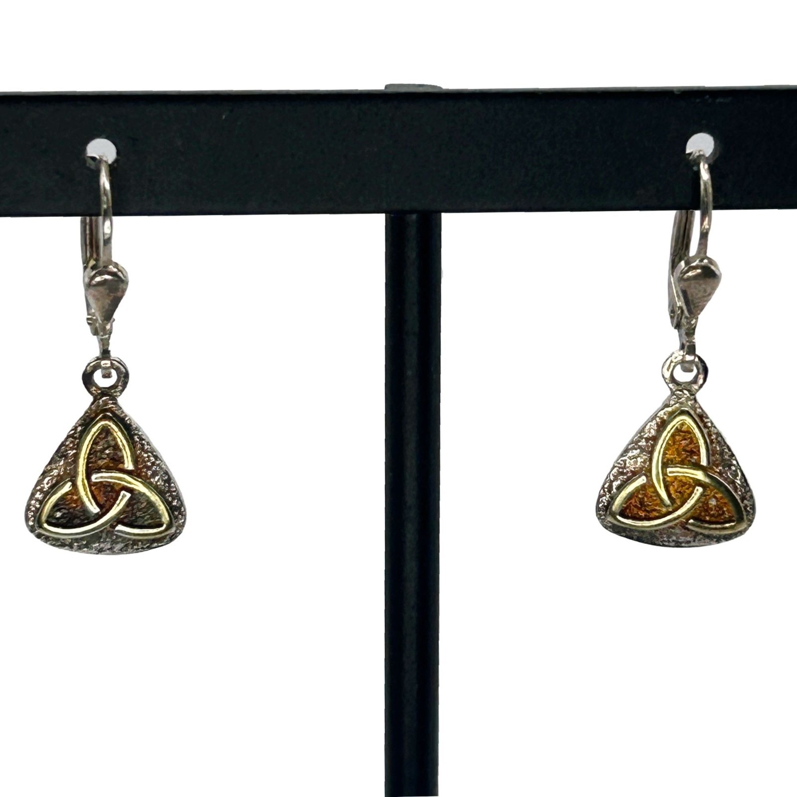 925 Sterling Silver Celtic Knot Triangular Drop E… - image 1