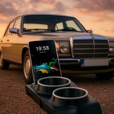 Mercedes W123 C123 S123 Doppel - Cupholder Getränkehalter Smartphonehalterung Mercedes W123 C123 S123 Doppel - Cupholder Getränkehalter Smartphonehalterung