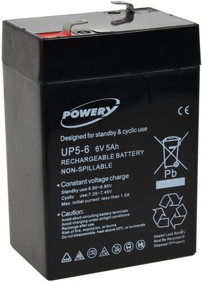 Powery Blei-Gel Akku für Boote Modellbau Wohnmobile Hobby Camping 6V 5Ah (ersetz