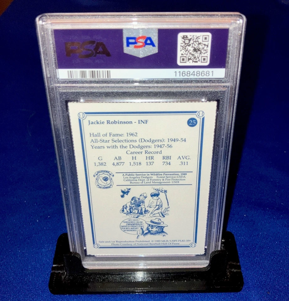 Cartão Dodgers HOF Jackie Robinson PSA 8 POP2 com 0^ Raro v 1948 Leaf Rookie RC 1989 - Imagem 2 de 4