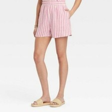 Universal Thread High-rise Pull-on Elastic Shorts - Pink Stripe NWT Size L