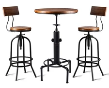 3-Piece Fire Hydrant Table & Chair Sets for Cocktail Bistro Home Pub Bar Party