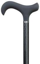 Ladies Carbon Fiber Soft Black Derby Handle Walking Cane-Supports 300 Lbs
