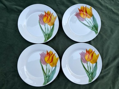 Vintage Set Of 4 Royal Botanic Gardens Kew Fine China Tulips Salad Plates 8 