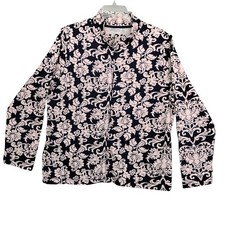 Croft & Barrow Jacket Pink and Blue Damask Floral Print PXL Full Zipper