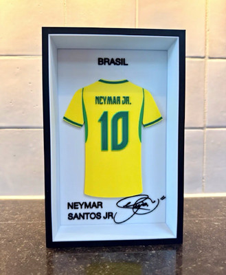 Neymar Santos Jr 3D Trikot Brasilien Trikotmotiv im Rahmen Nr. 10