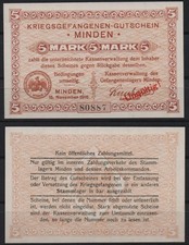 30505 - KRIEGSGEFANGENEN-LAGERGELD POW camp money: MINDEN, 5 Mark, Gefangenenl