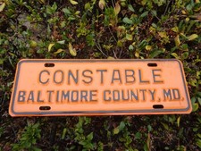 Vintage CONSTABLE BALTIMORE COUNTY  MD License Plate Metal Embossed Obsolete