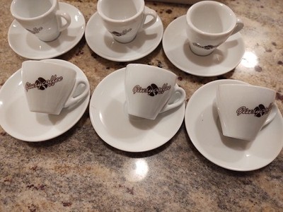 6 small expresso Cups And Saucers made Italy /porcelain