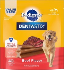 Pedigree Dentastix golosinas para perros de raza grande, sabor a carne, 40 unidades (paquete de 1)