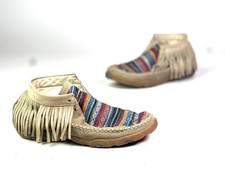 Twisted X Leather Serape Fringe Lace Up Shoes Chukka Moccasin Tan Women's 7 M