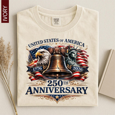 Comfort Colors USA 250th Anniversary Shirt 1776-2026 Bald Eagle July 4th Tee 
