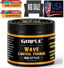 Natural Wave Pomade for Men Strong Hold, Easy Wash 360 Silky Shine 4oz