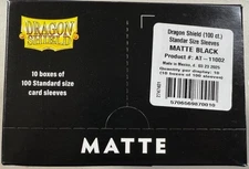 Dragon Shield Matte Black 10 PACK DISPLAY BOX Standard Size Sleeves 100ct