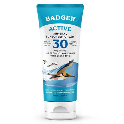#ad Badger Mineral Sunscreen Cream Active SPF 30 Zinc Oxide Sun Care 98% Organic $12.99