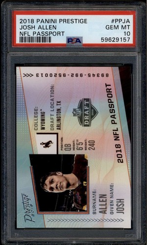 Josh Allen #PP-JA 2018 Panini Prestige NFL Passport card