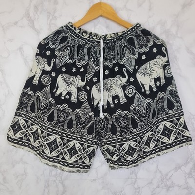 Elephant Print Drawstring Waist ShortsThai work Thai Elephant.Free shipping. 